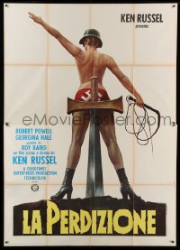 4p078 MAHLER Italian 2p '74 Ken Russell, art of near-naked woman with whip & swastika underwear!