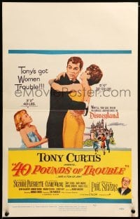 4p251 40 POUNDS OF TROUBLE WC '63 Tony Curtis has women trouble, Suzanne Pleshette, Disneyland!