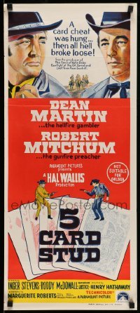 4r592 5 CARD STUD Aust daybill '68 cowboys Dean Martin & Robert Mitchum play poker!