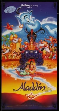 4r598 ALADDIN Aust daybill '92 Walt Disney Arabian fantasy cartoon, Calvin Patton art of cast!