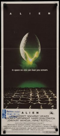 4r599 ALIEN Aust daybill '79 Ridley Scott outer space sci-fi monster classic, cool egg image!