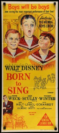 4r602 ALMOST ANGELS Aust daybill '62 Disney, they're only angels when they're singing!