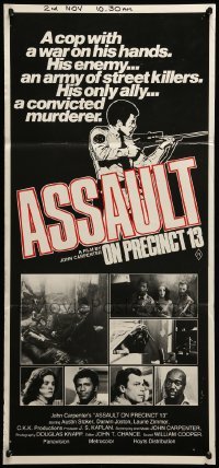 4r611 ASSAULT ON PRECINCT 13 Aust daybill '76 John Carpenter, completely different art & images!
