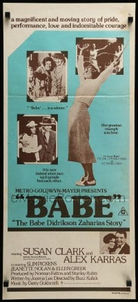 4r614 BABE Aust daybill '75 directed by Buzz Kulik, Susan Clark as Olympic Gold winner & golfer!