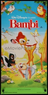 4r616 BAMBI Aust daybill R91 Walt Disney cartoon deer classic, great art with Thumper & Flower!