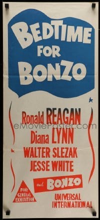4r624 BEDTIME FOR BONZO Aust daybill R60s Ronald Reagan & Diana Lynn, colorful!