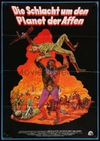 4r163 BATTLE FOR THE PLANET OF THE APES German '73 great sci-fi art of war between apes & humans!