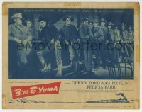 4s023 3:10 TO YUMA TC '57 different image of Glenn Ford & co-stars lined up at bar, Elmore Leonard