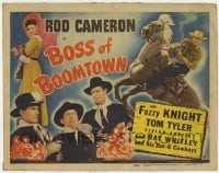 4s070 BOSS OF BOOMTOWN TC '44 Rod Cameron on horse with smoking gun, Tom Tyler, Fuzzy Knight