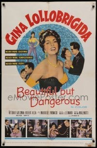 4t073 BEAUTIFUL BUT DANGEROUS 1sh '57 images of sexiest Gina Lollobrigida, Vittorio Gassman!