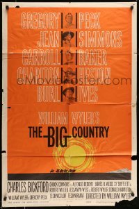 4t083 BIG COUNTRY style B 1sh '58 Gregory Peck, Charlton Heston, William Wyler, Saul Bass art!