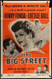 4t089 BIG STREET style A 1sh R55 Henry Fonda, pretty Lucille Ball's best friend is a dollar!