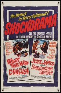4t092 BILLY THE KID VS. DRACULA/JESSE JAMES MEETS FRANKENSTEIN'S DAUGHTER 1sh '65 western horror!