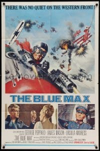 4t116 BLUE MAX 1sh '66 Frank McCarthy art of WWI fighter pilot George Peppard in airplane!