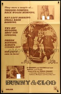 4t160 BUNNY & CLOD 1sh '70 a baudy delicious Bonnie & Clyde sexploitation spoof!