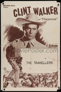 4t196 CLINT WALKER 1sh '50s as Cheyenne, cowboy western images, The Travellers!