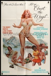 4t209 COUNT THE WAYS 24x36 1sh '76 sexy half-naked Yvonne Greene, most erotic love story ever!