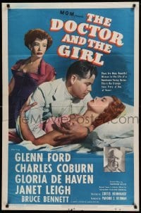 4t274 DOCTOR & THE GIRL 1sh '49 Glenn Ford, Janet Leigh, Charles Coburn, Gloria De Haven!