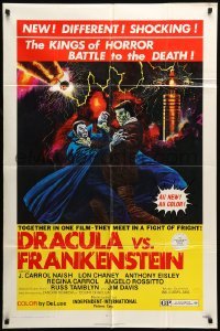 4t281 DRACULA VS. FRANKENSTEIN 1sh '71 monster art of the kings of horror battling to the death!