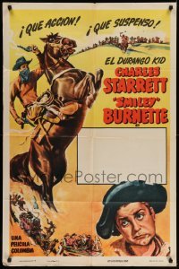 4t285 DURANGO KID Spanish/US 1sh '46 different art of Charles Starrett and Smiley Burnette!