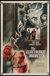 4t288 ELECTRONIC MONSTER 1sh '60 Rod Cameron, artwork of sexy girl shocked by electricity!