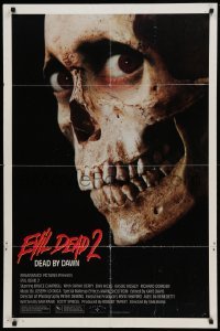 4t298 EVIL DEAD 2 1sh '87 Dead By Dawn, directed by Sam Raimi, huge close up of creepy skull!