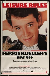 4t306 FERRIS BUELLER'S DAY OFF 1sh '86 c/u of Matthew Broderick in John Hughes teen classic!