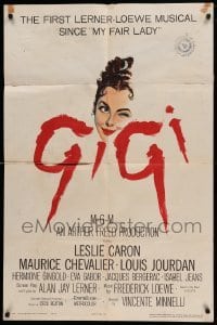 4t367 GIGI 1sh '58 art of winking Leslie Caron, Best Director & Best Picture winner!