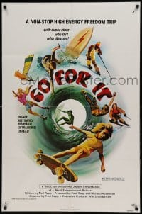4t378 GO FOR IT 1sh '76 surfing, snow skiing, skateboarding, extreme sports art!