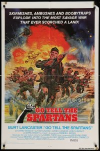 4t379 GO TELL THE SPARTANS int'l 1sh '78 cool Kunstler art of Burt Lancaster in Vietnam War!