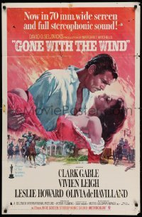 4t382 GONE WITH THE WIND 1sh R67 romantic art of Clark Gable & Vivien Leigh by Howard Terpning!