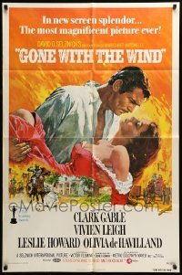 4t384 GONE WITH THE WIND 1sh R74 Howard Terpning art of Gable carrying Leigh over burning Atlanta!