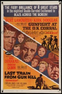 4t404 GUNFIGHT AT THE OK CORRAL/LAST TRAIN FROM GUN HILL 1sh '63 Double-Barreled Excitement!