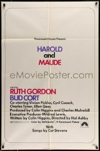 4t414 HAROLD & MAUDE 1sh '71 Ruth Gordon, Bud Cort is equipped to deal w/life!
