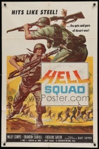 4t418 HELL SQUAD 1sh '58 it hits like steel, the guts & gore of desert war, cool WWII action art!