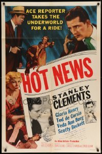 4t440 HOT NEWS 1sh '53 ace reporter Stanley Clements, cool newspaper artwork!