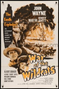 4t459 IN OLD OKLAHOMA 1sh R59 John Wayne, Martha Scott, cool artwork, War of the Wildcats!