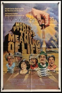 4t588 MONTY PYTHON'S THE MEANING OF LIFE 1sh '83 Garland artwork of the screwy Monty Python cast!