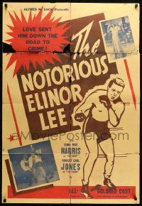 4t616 NOTORIOUS ELINOR LEE 1sh R40s Oscar Micheaux all-black boxing gambling movie, ultra rare!
