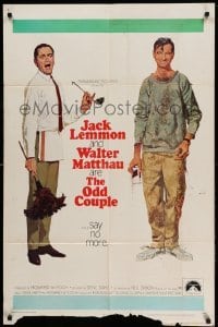 4t618 ODD COUPLE 1sh '68 art of best friends Walter Matthau & Jack Lemmon by Robert McGinnis!
