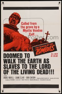4t664 PLAGUE OF THE ZOMBIES 1sh '66 Hammer horror, great undead monster image!