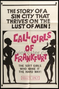 4t668 CALL GIRLS OF FRANKFURT 1sh '68 Rolf Olsen Austrian prostitution movie, sexy art!