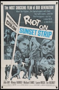 4t711 RIOT ON SUNSET STRIP 1sh '67 hippies with too-tight capris, crazy pot-partygoers!