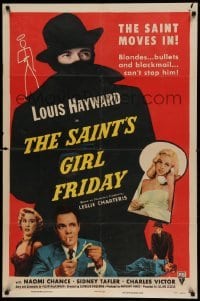 4t732 SAINT'S GIRL FRIDAY 1sh '54 sexy Diana Dors & bullets can't stop Louis Hayward!