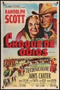 4t736 SANTA FE Spanish/US 1sh '51 cowboy Randolph Scott in New Mexico, directed by Irving Pichel