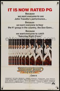 4t740 SATURDAY NIGHT FEVER 1sh R1979 multiple images of disco dancer Travolta, it's now rated PG!