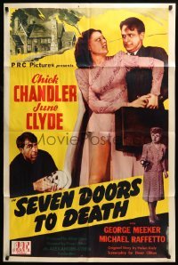 4t762 SEVEN DOORS TO DEATH 1sh '44 Elmer Clifton, Chick Chandler & sexy June Clyde!