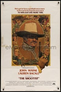 4t769 SHOOTIST 1sh '76 best Richard Amsel artwork of cowboy John Wayne & cast!