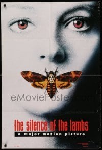 4t772 SILENCE OF THE LAMBS style A teaser DS 1sh '90 image of Jodie Foster with moth over mouth!