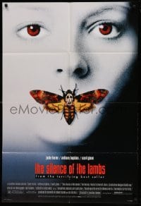4t773 SILENCE OF THE LAMBS style D DS 1sh '90 great image of Jodie Foster with moth over mouth!